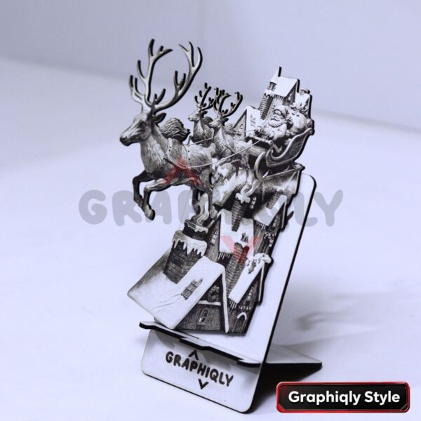 Santa Chimney Sleigh Pass 3D Illusion Laser File – SVG, WWS, XCS, LBRN2
