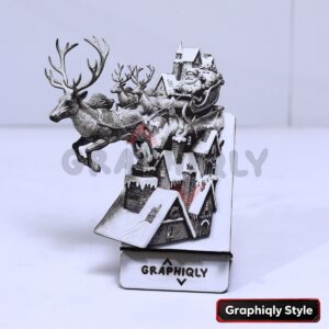 Santa Chimney Sleigh Pass 3D Illusion Santa Chimney Sleigh Pass 3D Illusion Laser File – SVG, WWS, XCS, LBRN2
