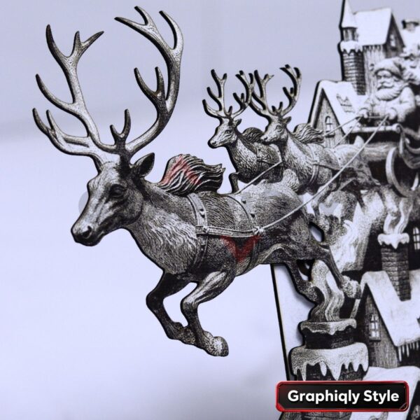Santa Chimney Sleigh Pass 3D Illusion Laser File – SVG, WWS, XCS, LBRN2