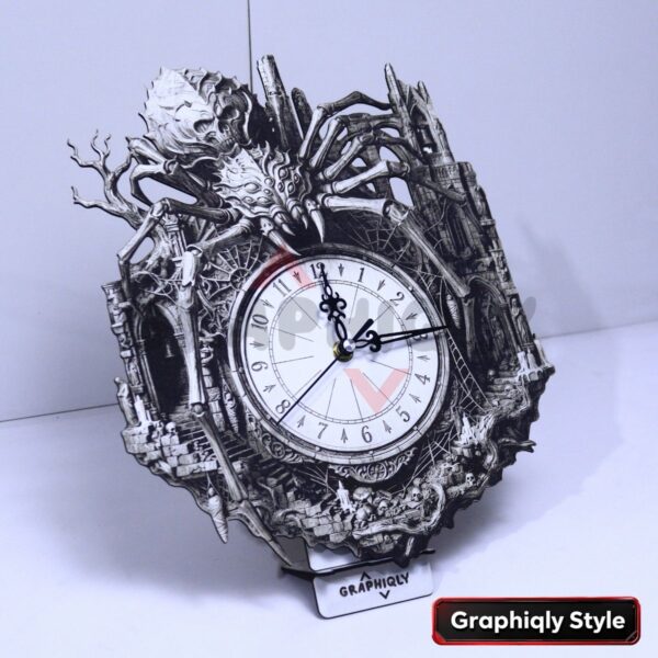 Skeleton Spider Halloween Clock 3D Illusion 1 Skeleton Spider Halloween Clock 3D Illusion Laser File – SVG, WWS, XCS, LBRN2