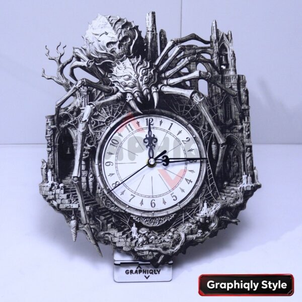 Skeleton Spider Halloween Clock 3D Illusion Skeleton Spider Halloween Clock 3D Illusion Laser File – SVG, WWS, XCS, LBRN2