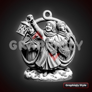 Carolers In The Round Ornament 3D Illusion Laser File – SVG, PNG, BMP, LBRN2