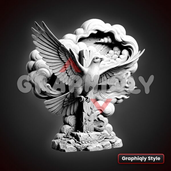 Dove Of Peace At The Cross 3D Illusion Laser File – SVG, PNG, BMP, LBRN2