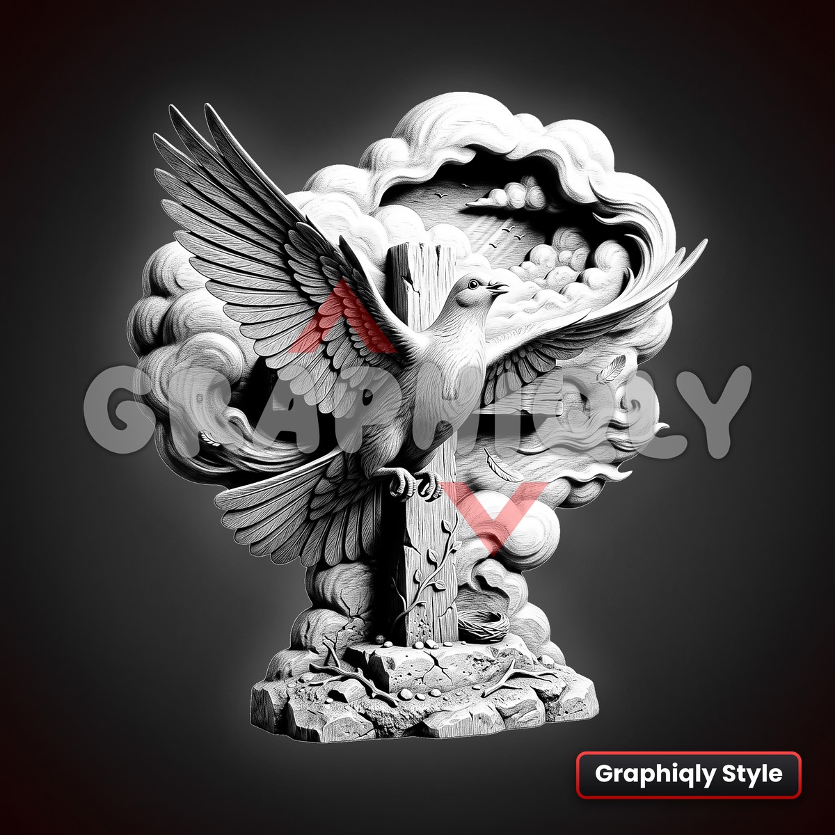 Dove Of Peace At The Cross 3D Illusion Laser File – SVG, PNG, BMP, LBRN2