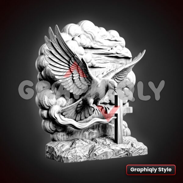 Holy Spirit Descending Dove 3D Illusion Laser File – SVG, PNG, BMP, LBRN2