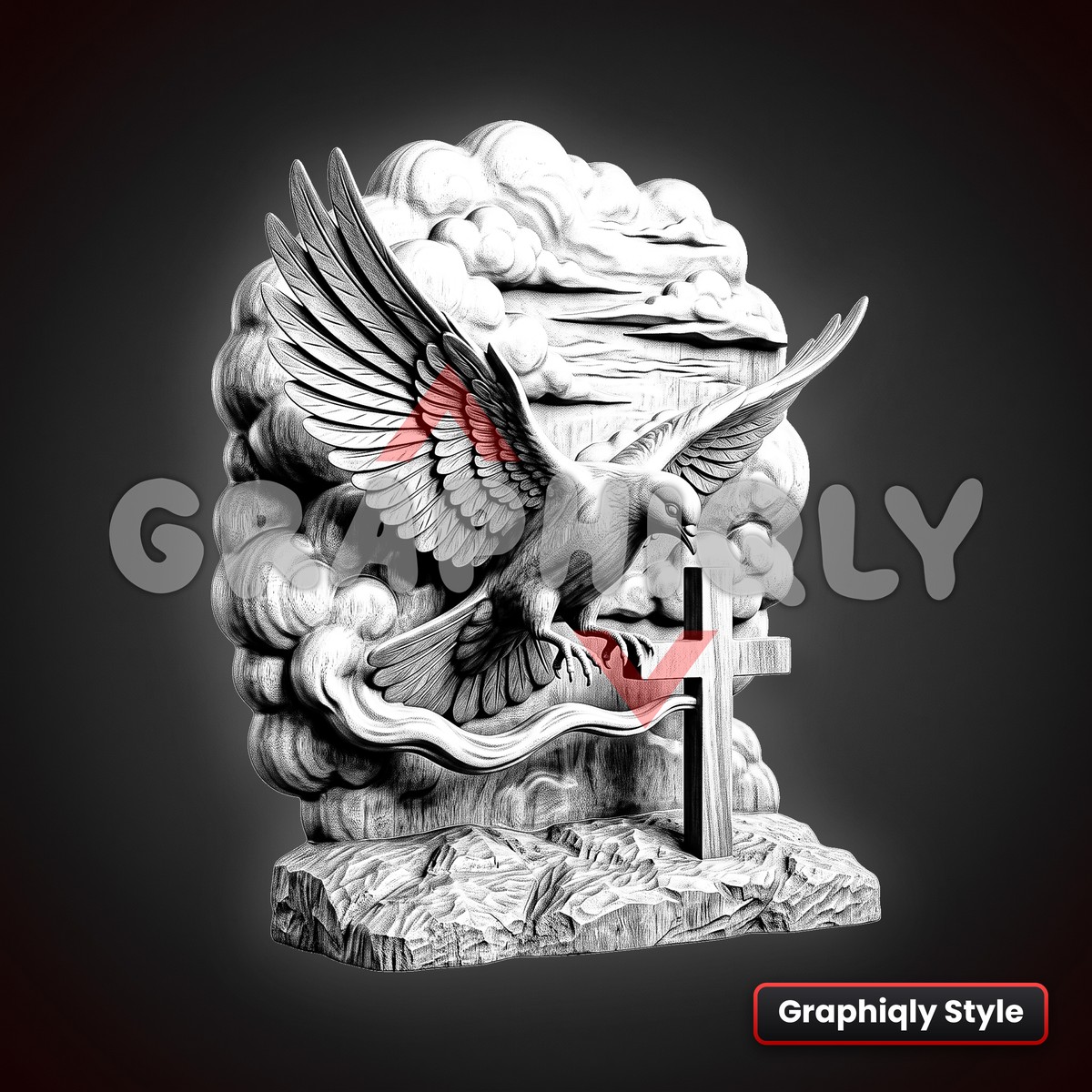 Holy Spirit Descending Dove 3D Illusion Laser File – SVG, PNG, BMP, LBRN2