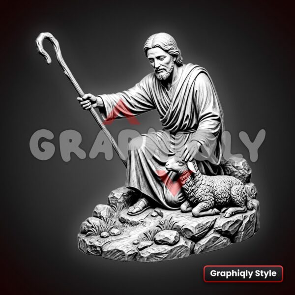 Jesus the Good Shepherd 3D Illusion Jesus The Good Shepherd 3D Illusion Laser File – SVG, PNG, BMP, LBRN2