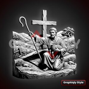 The Good Shepherd At The Cross 3D Illusion Laser File – SVG, PNG, BMP, LBRN2